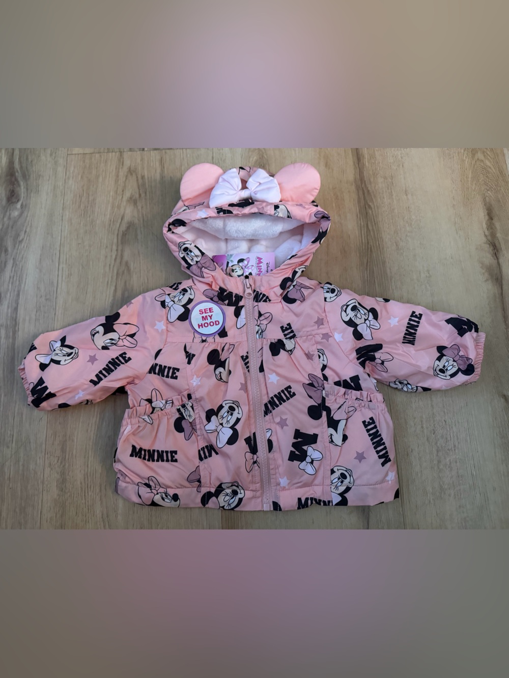 Disney Minnie Mouse Light Pink Hooded Todd Coat with Ears